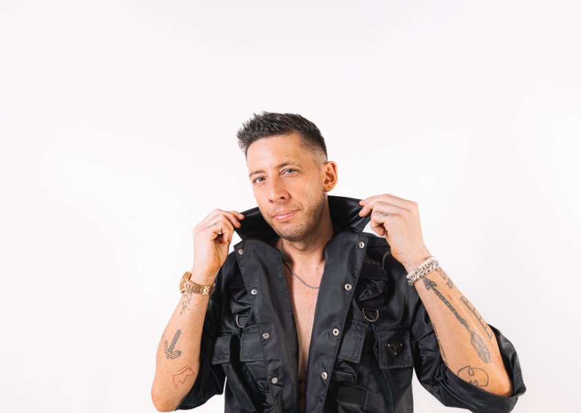 Musician example in front of white backdrop.x